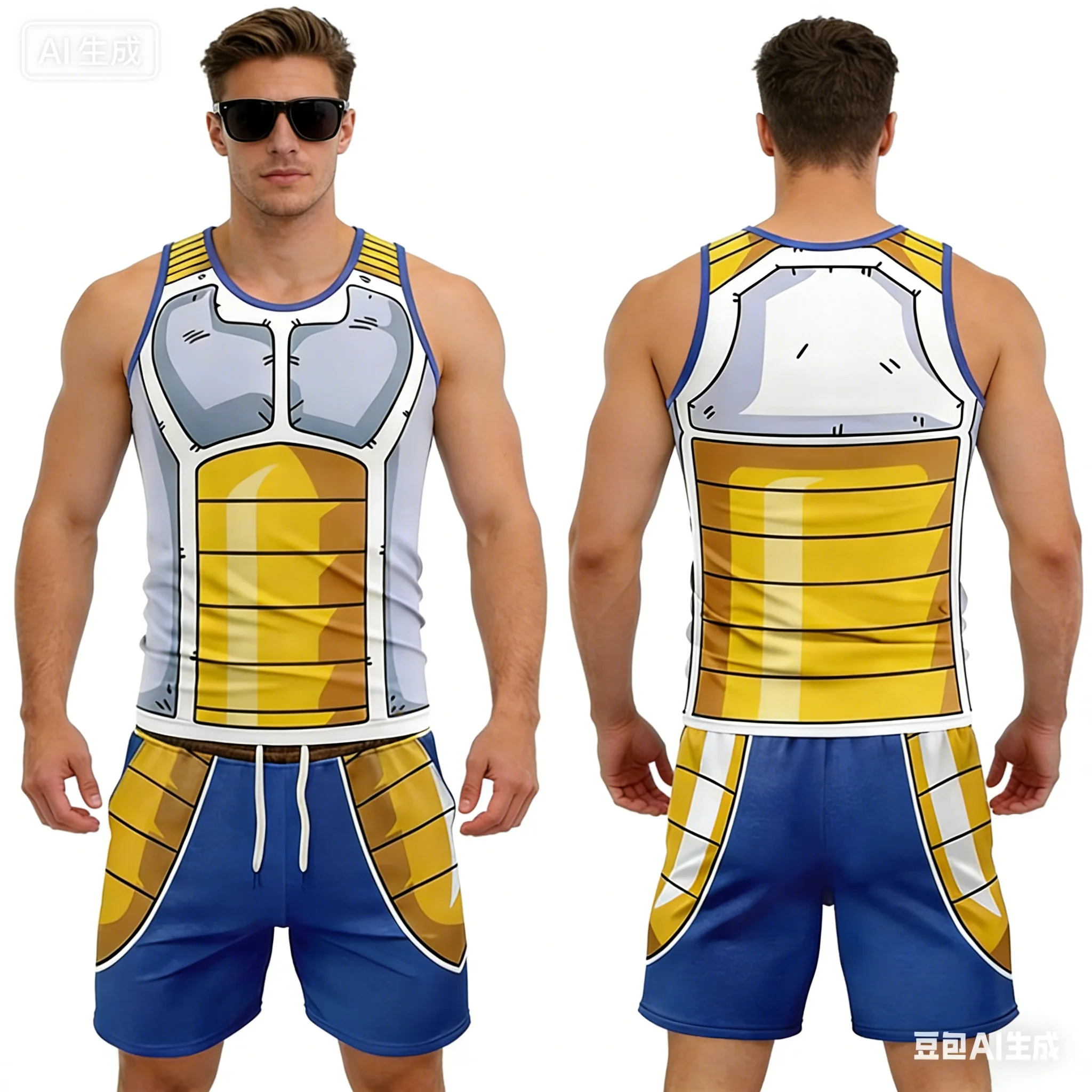 Sommerlicher neuer Stil # Wukong #   Anime Cosplay Kostüm, Erwachsenen/Kinder Weste und Shorts Set, 3D Übergrößen Loses Set