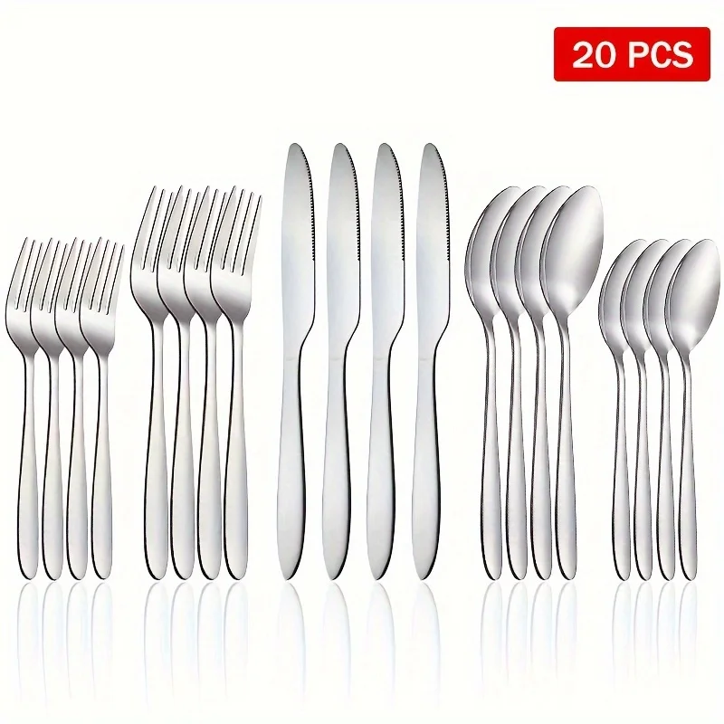 

20-Piece Stainless Steel Cutlery Set: Elegant, Mirror-Polished, Dishwasher Safe | Perfect for Every Occasion