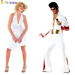 Elvis Costumes Super Star Costume Cosplay celebrity party ball Vintage ROCK clothes Adult Jumpsuit Belt