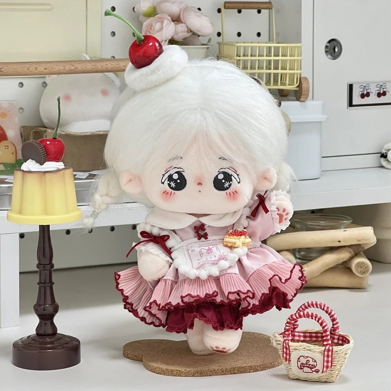 New 20cm Plush Doll Clothes Cherry Cake Sweet Style Costume For Regular Body Stuffed Toy Dress Up Soft Lovely Outfit Accessory