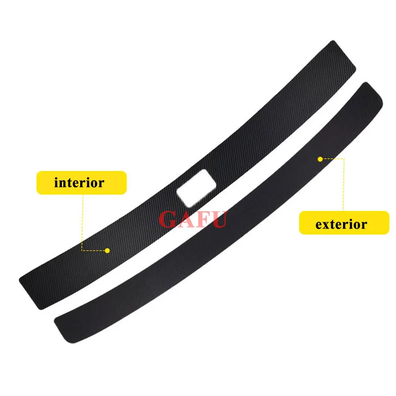 Carbon Fiber Sticker for VW Taos 2021 2022 PU Leather Rear Bumper Protector Sticker Door Sill Plate Cover Decoration