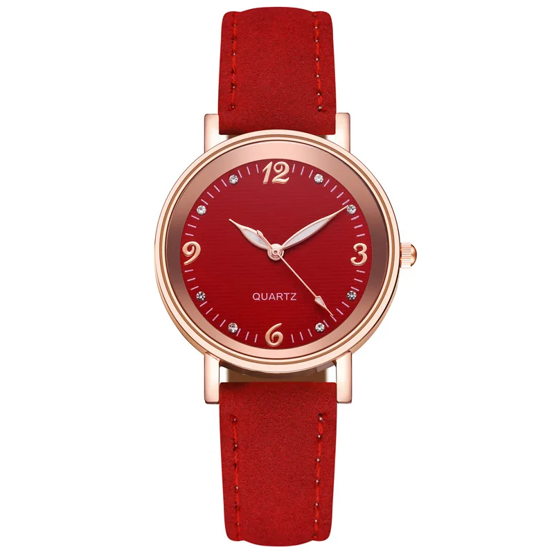 Female Fashion Quartz Watch Women Wrist Watches Round Face Luxury Quartz Wristwatch Frosted Leather Belt Quartz Analog Relojes