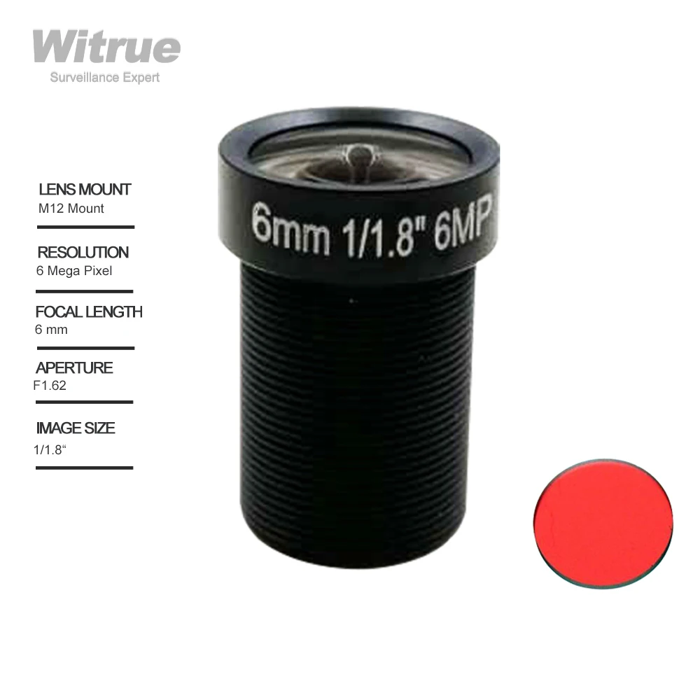 

Witure Lens CCTV HD 6 Megapixel M12 Mount 1/1.8" F1.62" with 650nm IR filter for Action Camera Surveillance Cameras