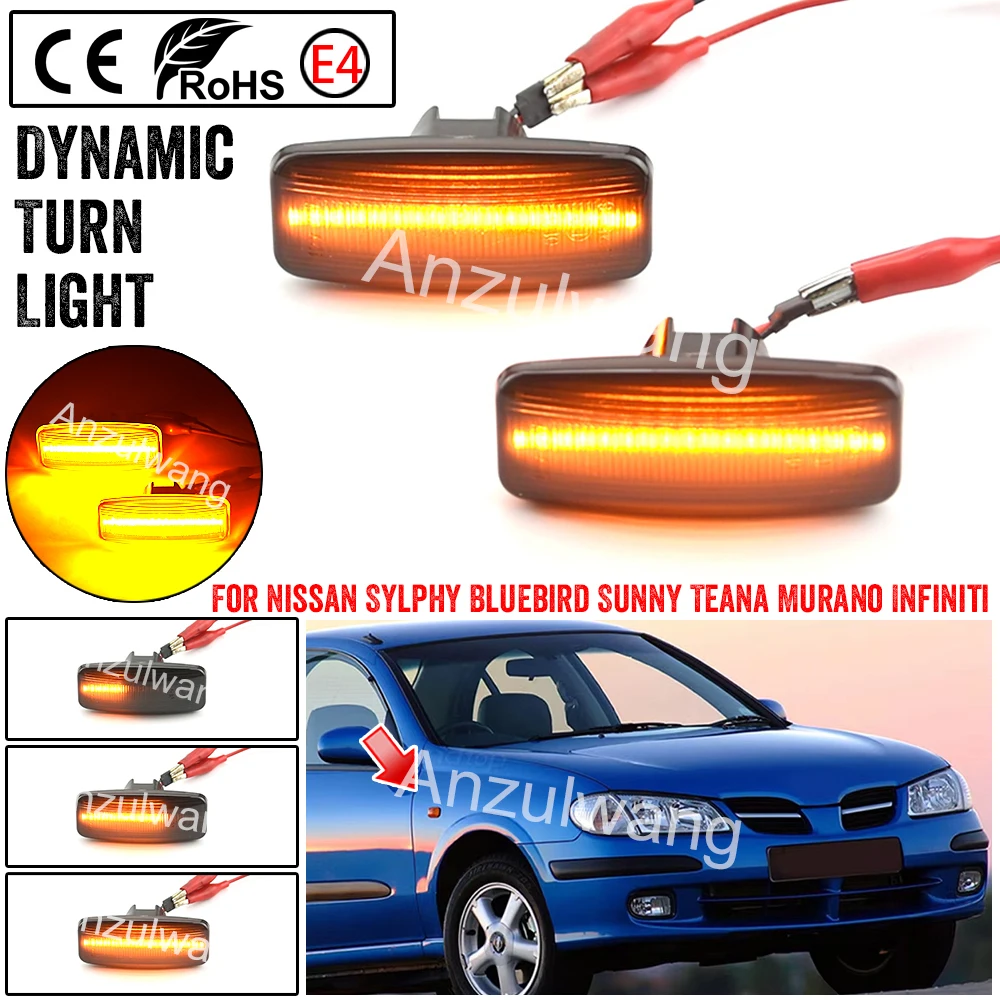 LED Dynamic Side Marker Lights Turn Signal For Nissan Teana Sylphy/Almera Bluebird Sunny Teana J31 Cefiro/Maxima Murano 06-11