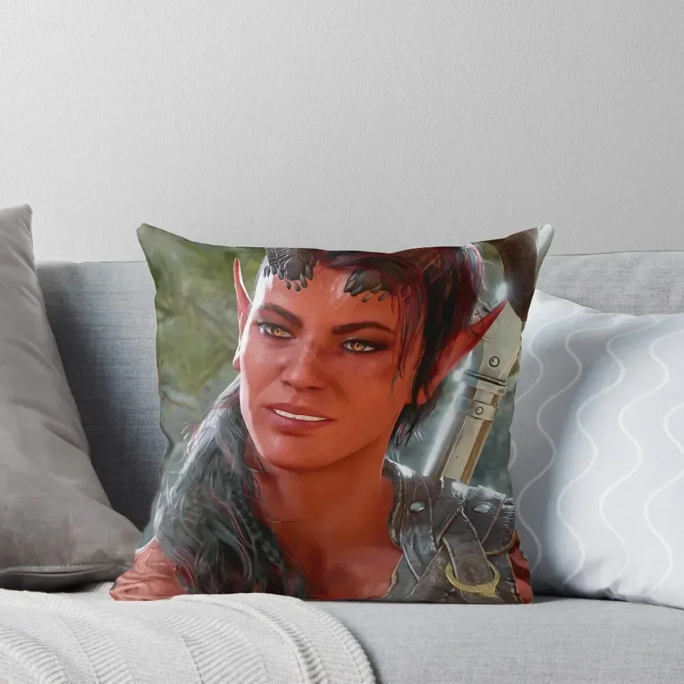 

Karlach the Tiefling Barbarian Adventurer close up Throw Pillow Pillowcases For Pillows Bed pillowcases autumn pillowcase pillow