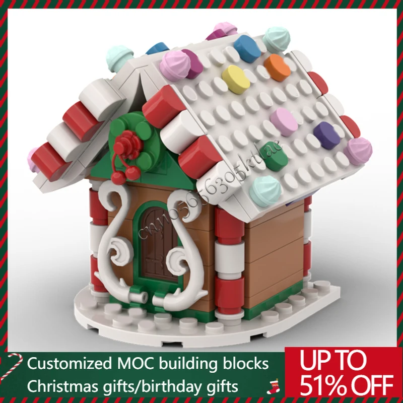 

149, детали MOC, рождественская серия, магазин десертов, модель строительного блока, кирпичи, сделай сам, креативный сборочный набор, развивающая игрушка, подарки на день рождения