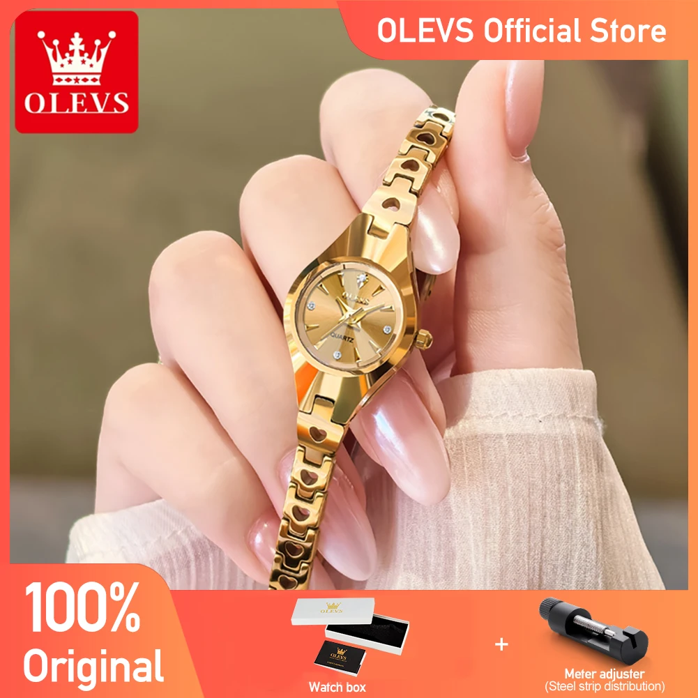 OLEVS 7082 Women Watches Original Brand Elegant Tungsten Steel Quartz Watch Waterproof Luminous Ladies Watch Box High Quality