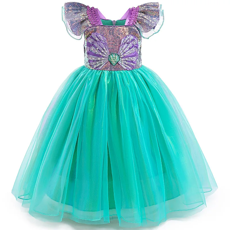 Fairy Tale Role Play Laser Shining Cute Girl Dress Mesh Princess Dress Christmas Birthday Gift Children's Stage Dress Clothes