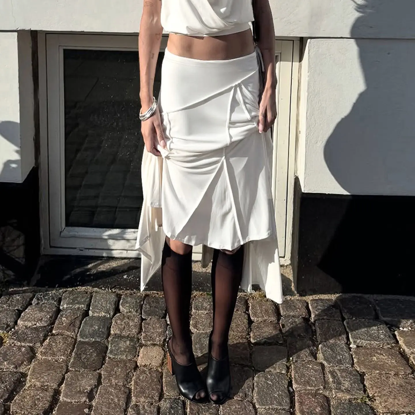 

Street Split Splicing Skirt Women's Hem Irregular Loose Babes Mid-length Skirt