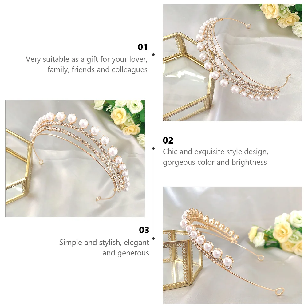 

Bridal Crown Headdress Rhinestone Pearl Zinc Alloy Durable Lightweight Wedding Party Banquet Jewelry Decorations