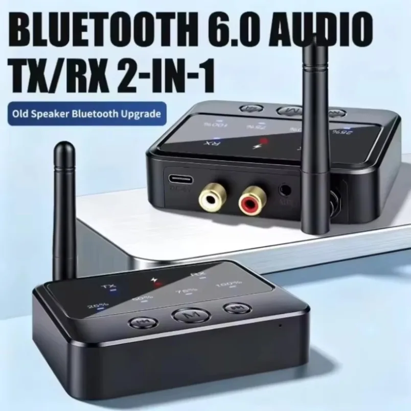 Bluetooth 6.0 Audio Receiver Transmitter 2 in 1 Wireless Adapter RCA 3.5mm AUX for Home Stereo Amplifier TV PC 30M Long Range