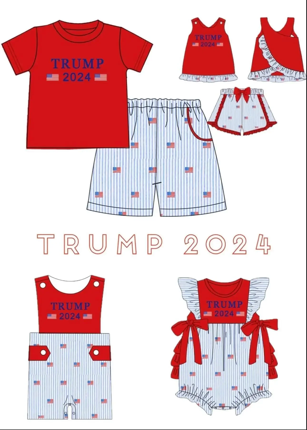 

July 4th Boutique Kids Set Sleeveless Letter Flag Print Shorts Lace Bow Girls Boys Print Pocket Shorts Set Baby Romper