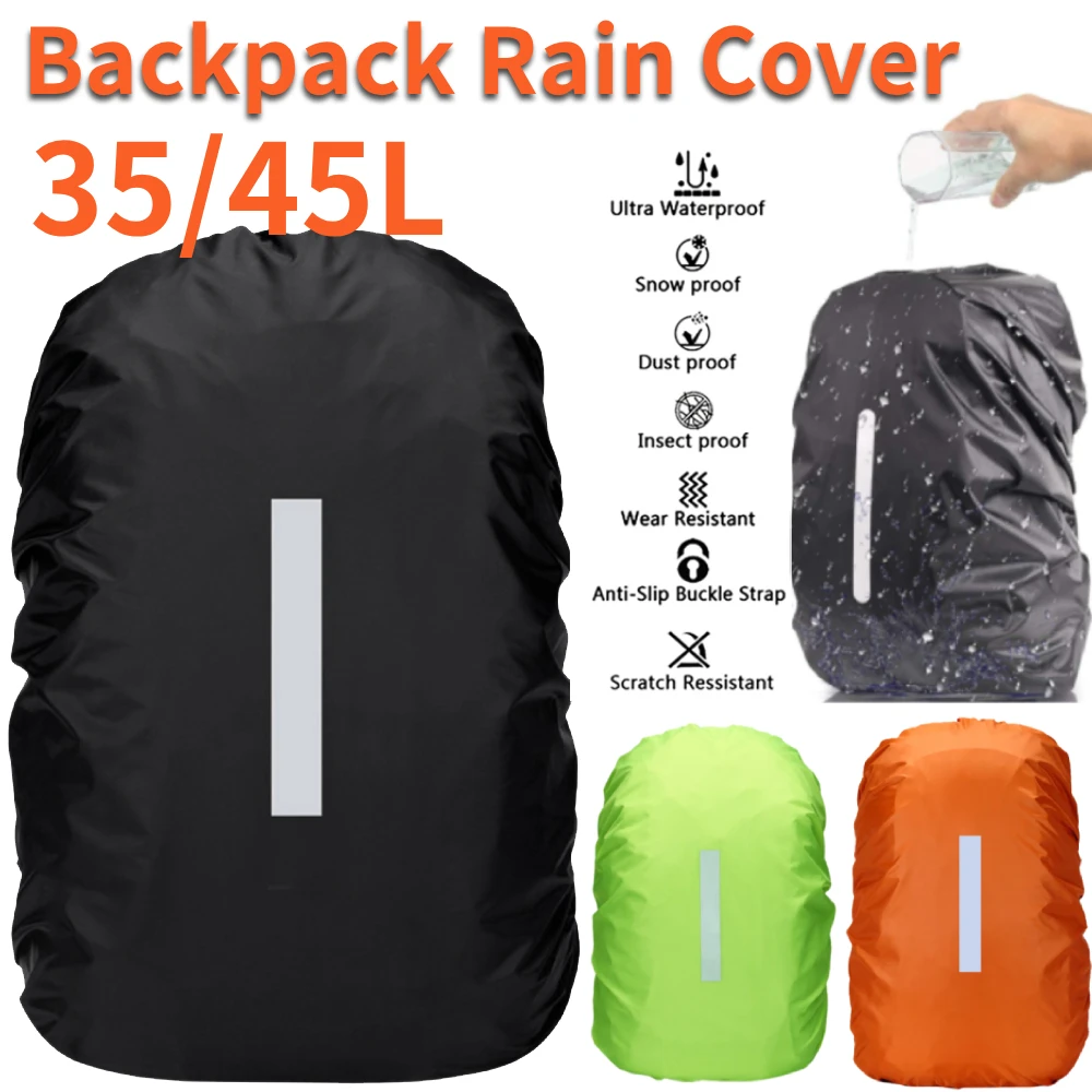 Waterproof Backpack Rain Cover Anti Slip Ultralight Compact Portable Backpack Cover with Reflective Strips for Hiking Camping