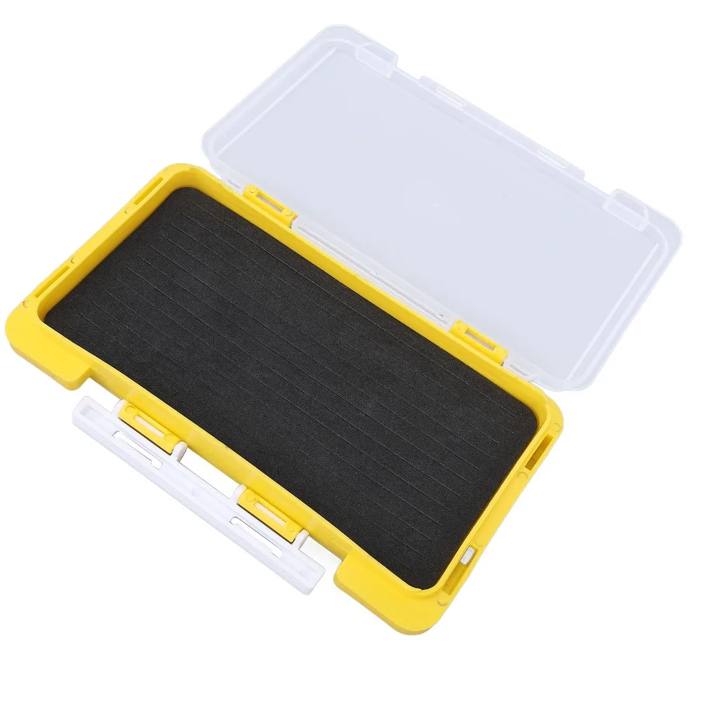 

Durable Plastic Fishing Jig Box Yellow Foam Insert Fishing Tackle Box 17.3×9.75×2cm Waterproof Fishing Hook Storage Lure Fishing