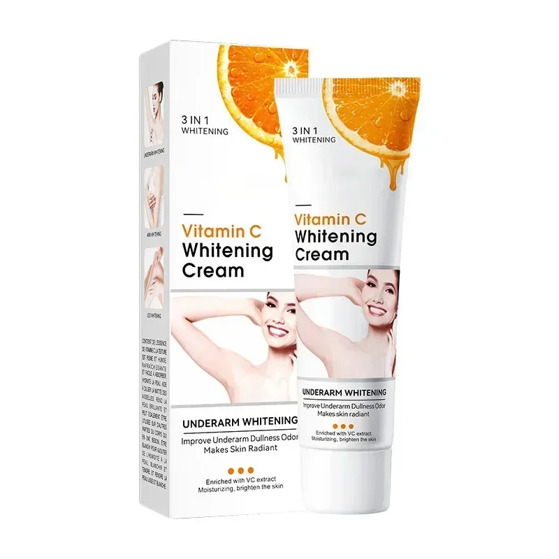 Crema iluminadora con vitamina C, loción corporal hidratante para blanquear axilas, codos y rodillas, ilumina la piel, aclara la melanina