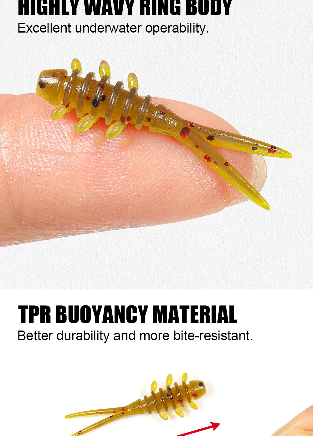 Palisander 25mm Micro Wurm Weiche Angeln Köder TPR Schwimmende Silikon Kunststoff Swimbait Softbait Für Fang Pferd Makrele 20 teile/schachtel – Detail 3
