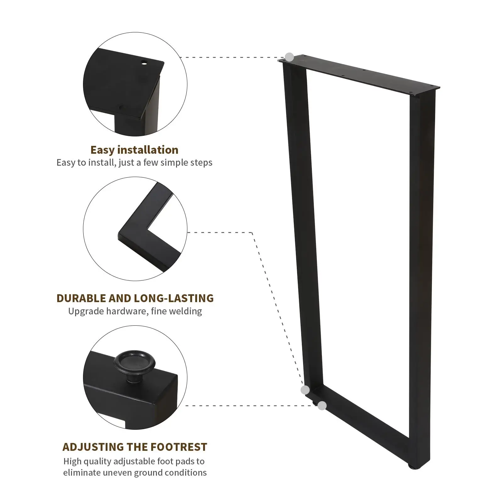 Set of 2 Bar Height Table Legs, 40 Inch Adjustable for Dining or Kitchen Use