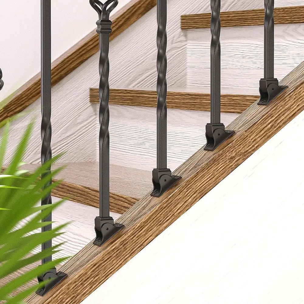 حذاء بحزام دوار أسود من الساتان لدرابزين سلالم حديدية مربعة 1/2، 30 عبوة