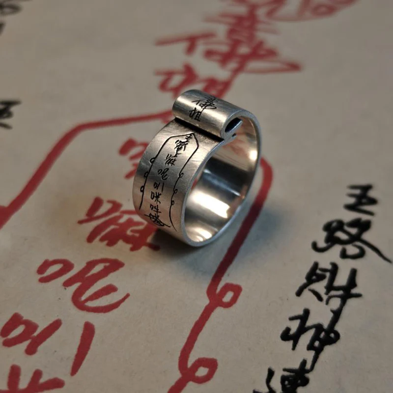 

Retro Thai Silver Chinese-style Wealth Attraction Scroll Ring Unisex Adjustable Finger Rings KOFSAC