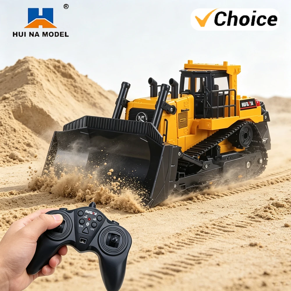 HUINA 1/16 Rc Car Toys RC Truck Remote Controlled Bulldozer Alloy Tractor Engineering Car Model Toys for Boys Children's Gifts