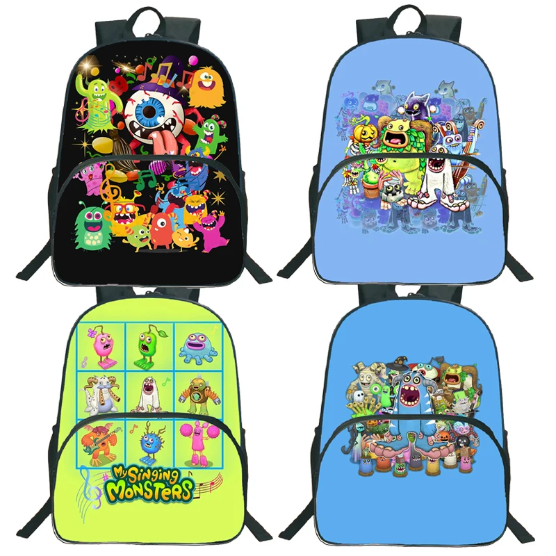 My Singing Monsters Backpacks for Boys Girls Kids Waterproof School College Cartoon Bag Stuffed Game Print Bookbags