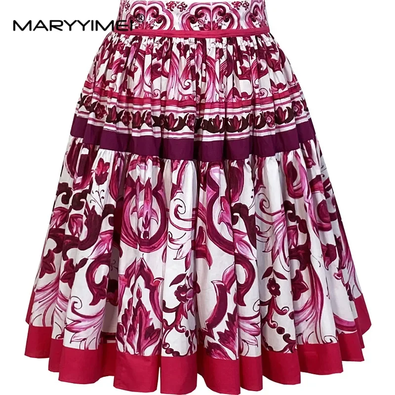 

MARYYIMEI Fashion New Summer Women's Skirt Print Casual High quality Cotton Short Skirt
