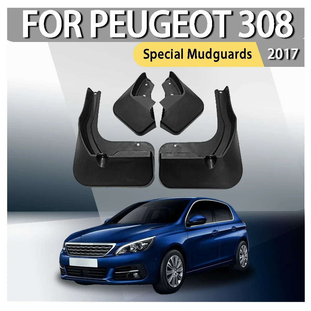 

Для Peugeot 308 2017 брызговики заднего колеса, модификация автомобиля, аксессуары, брызговик, комплект брызговиков, 4 шт., обновление из АБС-пластика