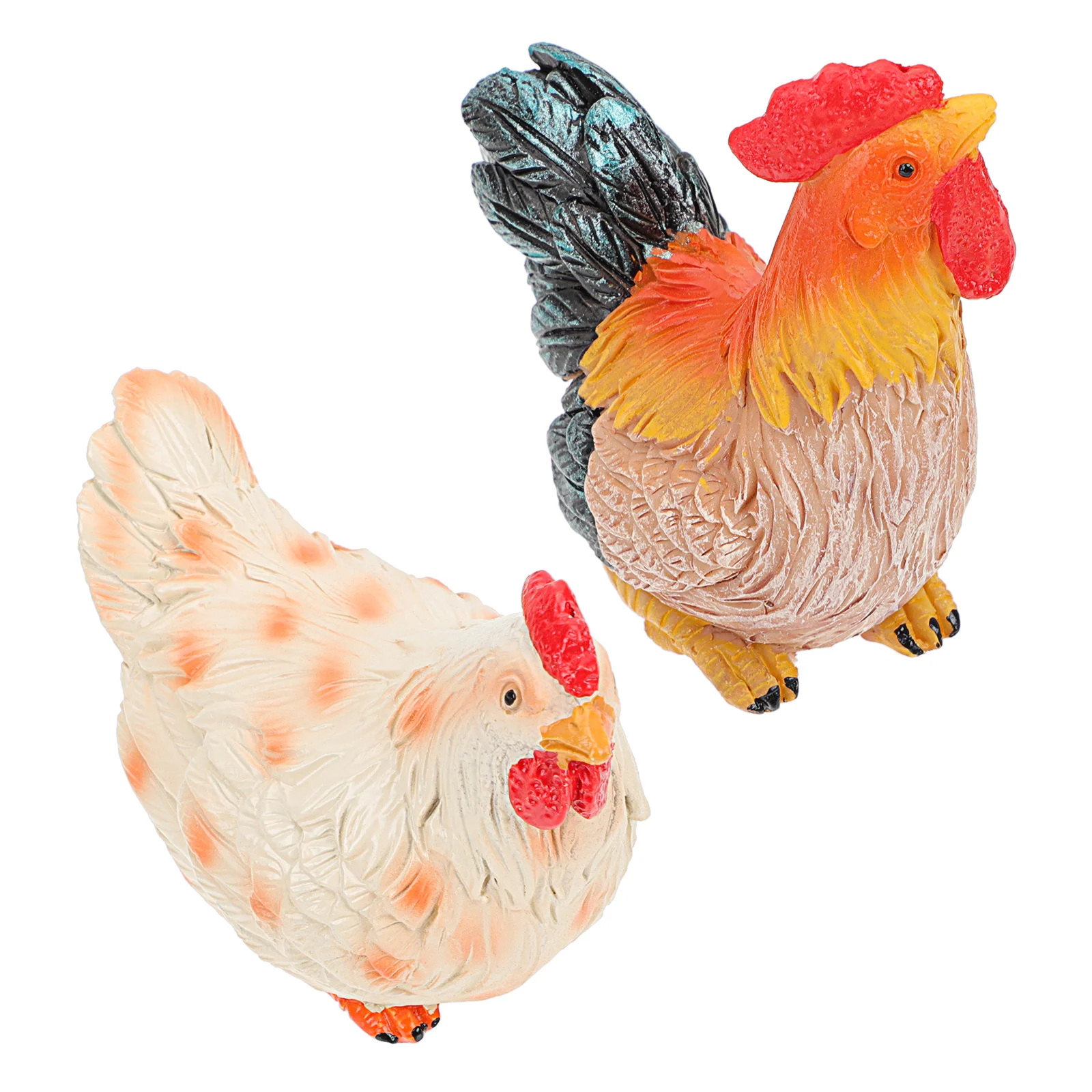 

2Pcs Resin Rooster Hen Craft Premium Material Fine Workmanship Garden Courtyard Home Office Decor Compact Size Portable