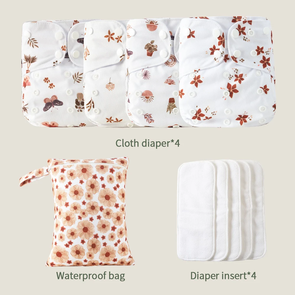 HappyFlute Ecological Cloth Diaper Breathable NappyWashable Reusable Diaper Gift Set With Wetbag