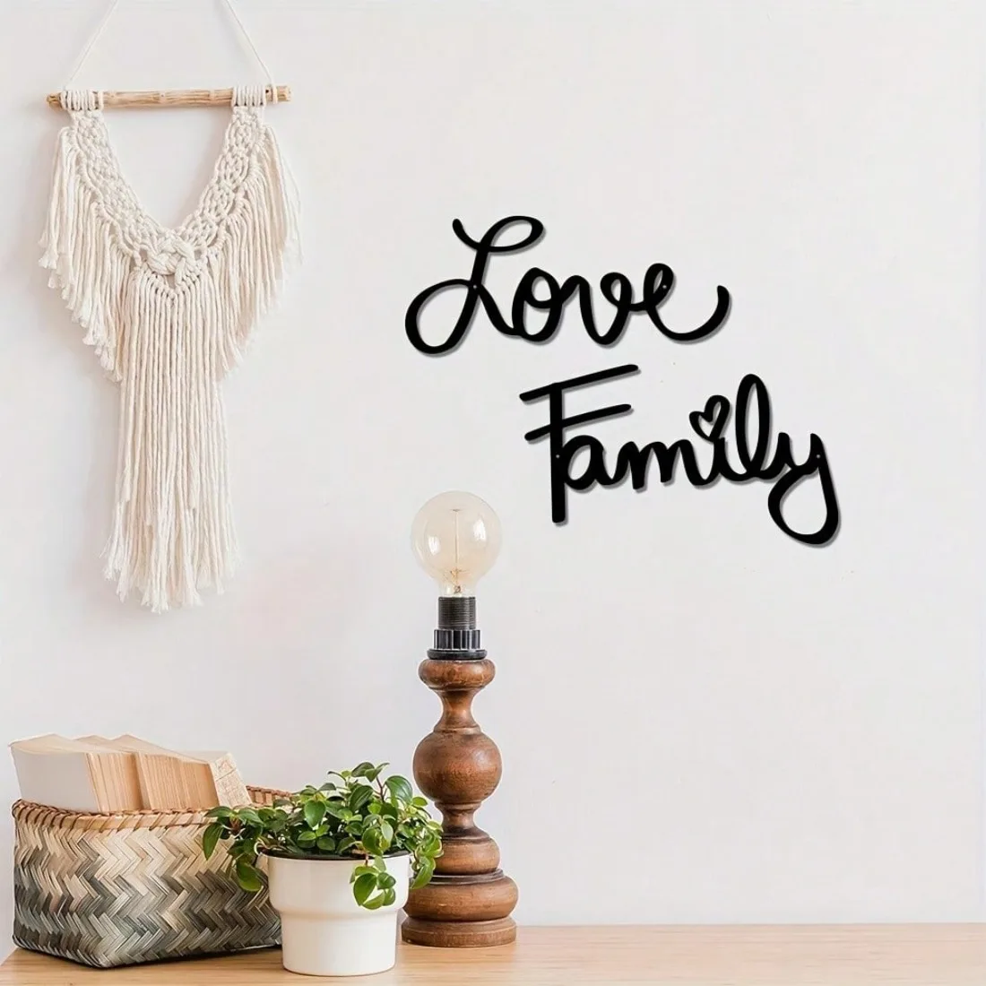 2-Pack Love Family Metal Wall Decor، أسود ريفي آرت ديكو جدار الفن لديكور المنزل الداخلي والخارجي، مقاوم للماء مقاوم للصدأ فالنتين