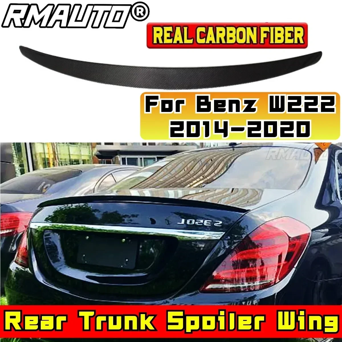 Car Rear Trunk Wing Body Kit Car Rear Spoiler Wing For Mercedes Benz S-Class W222 S300 S350 S400 S500 S550 S63 4 Door 2014-2020