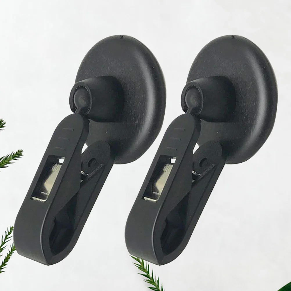 2pcs Self-adhesive Vehicle-mounted Door Access Control Holder Multi-function Clip 360 Degree Rotation Bill Holder (Black)