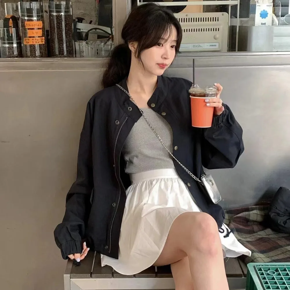 

Women's Autumn Jacket Short Coat Korean Style Top Temperament Versatile Simple Design Casual Coat