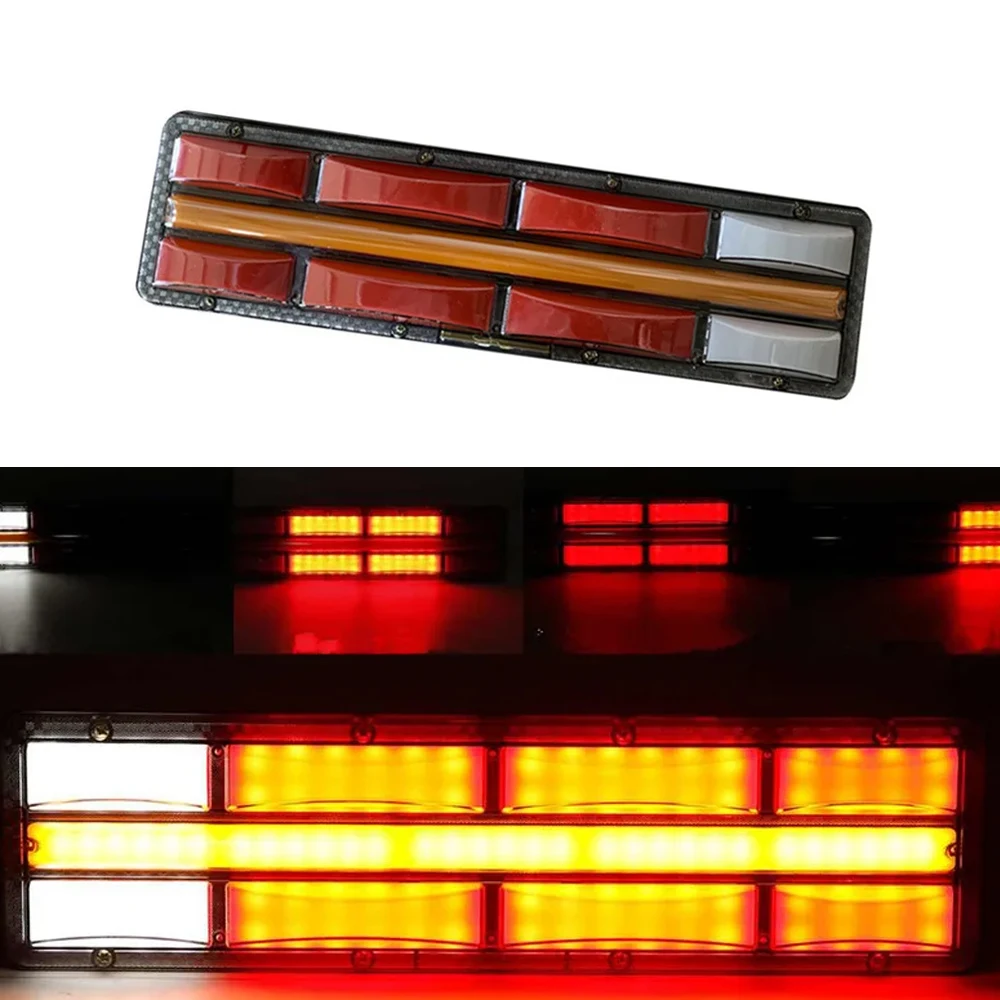 2Pcs 33/46cm LED Tail Light Reverse Lamp 24V Truck Dynamic Flowing Turn Signal Rear Brake Light Trailer Lorry Bus Camper Caravan