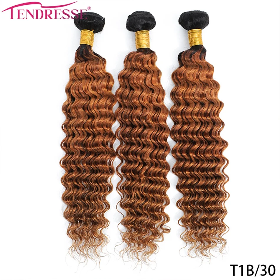 Tendresse-Mongolian Curly Weave Extensões, Deep Wave Cabelo Pacotes, Ombre Loiro, 100% Cabelo Humano, 3 Pacotes