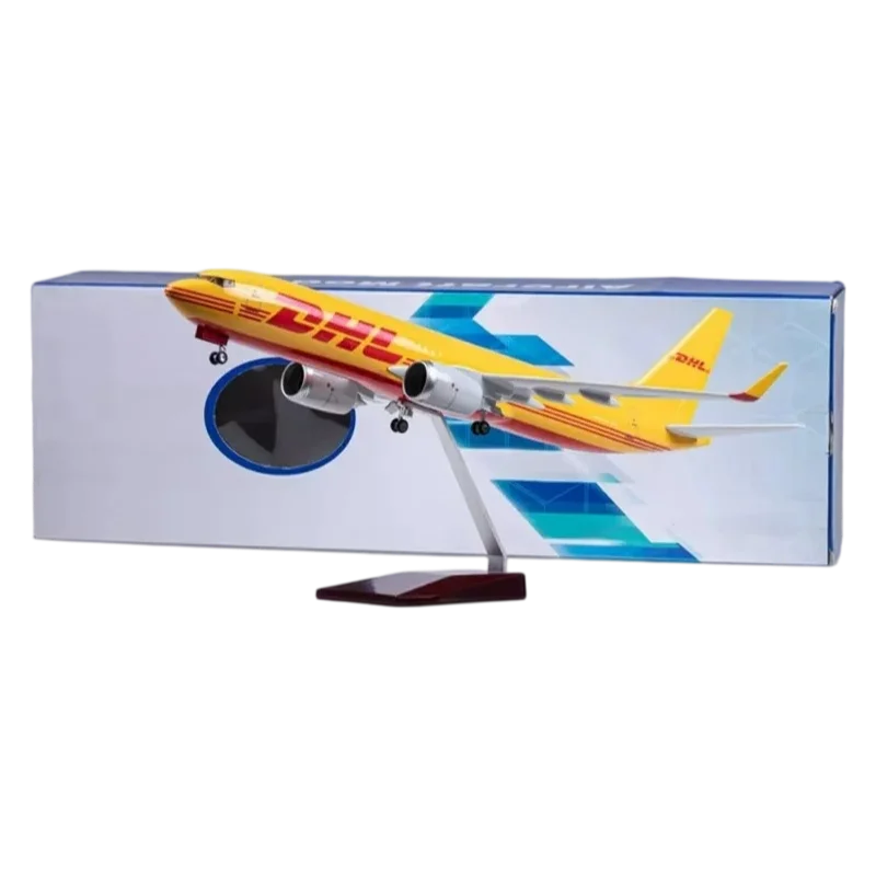 Boeing 737 DHL Cargo 1/150 Scale Resin 47cm, led diecast Airplane Kids Toy, Aviation, Miniature Items,Collectible Gift, Airport