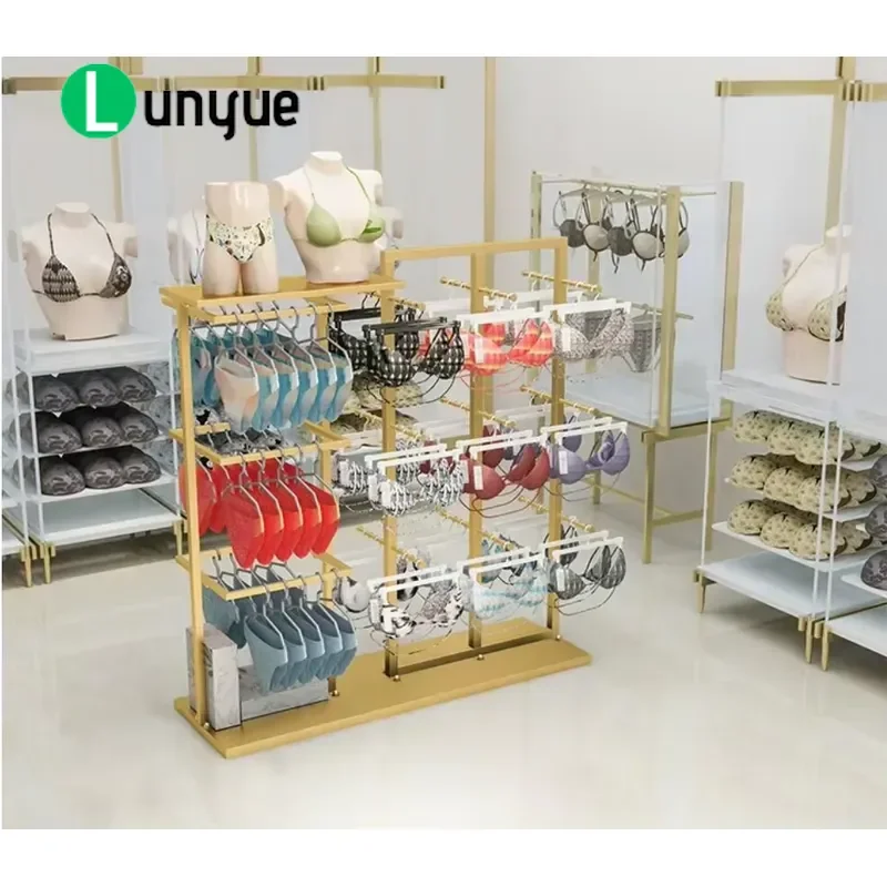 Double Sided Underwear Display Rack Bra Shorts Hanging Shelf Metal Clothing Store Fixture Retail Shop Organizer Durable Space