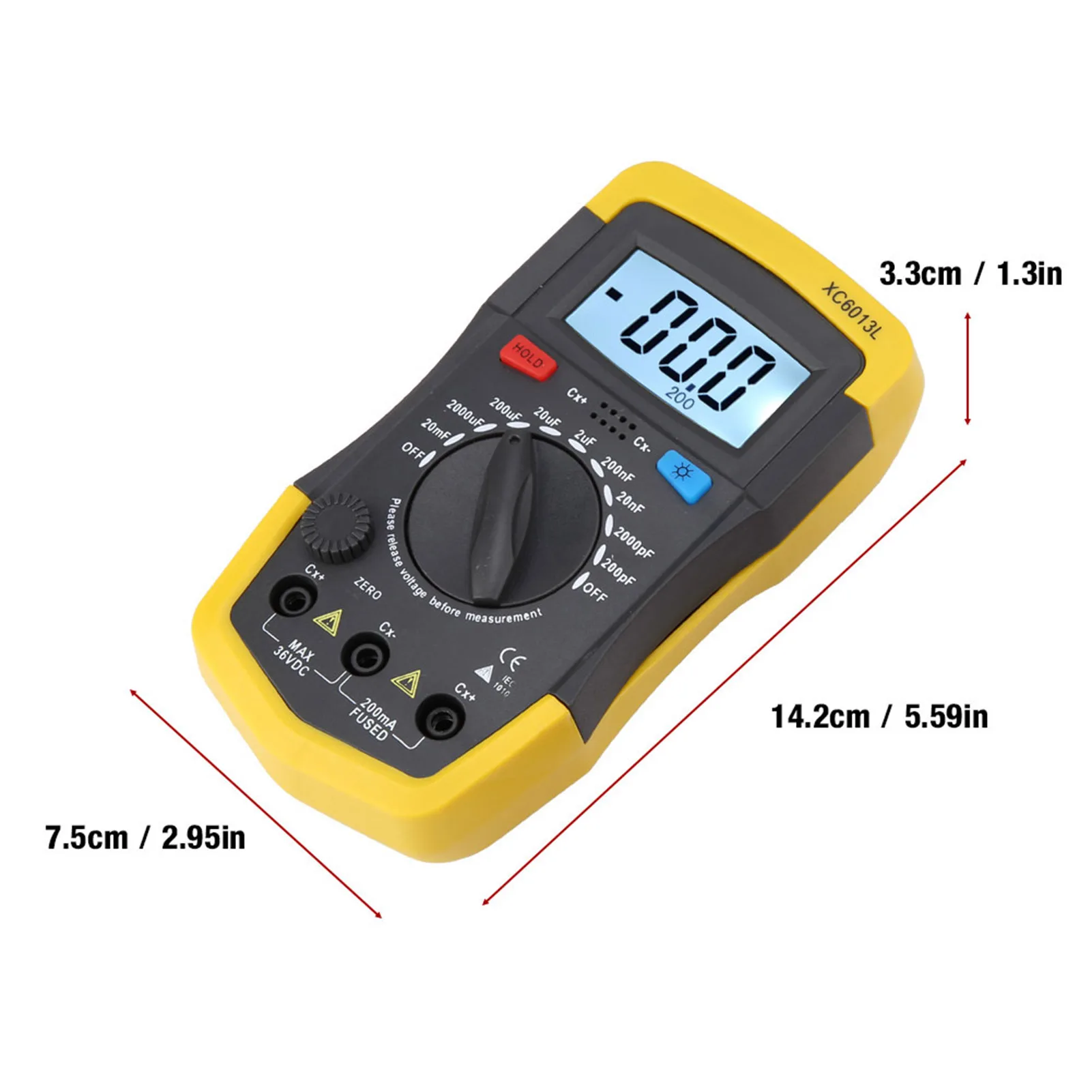 XC6013L LCD Digital Capacitance Meter Capacitor Tester mF uF Circuit Gauge