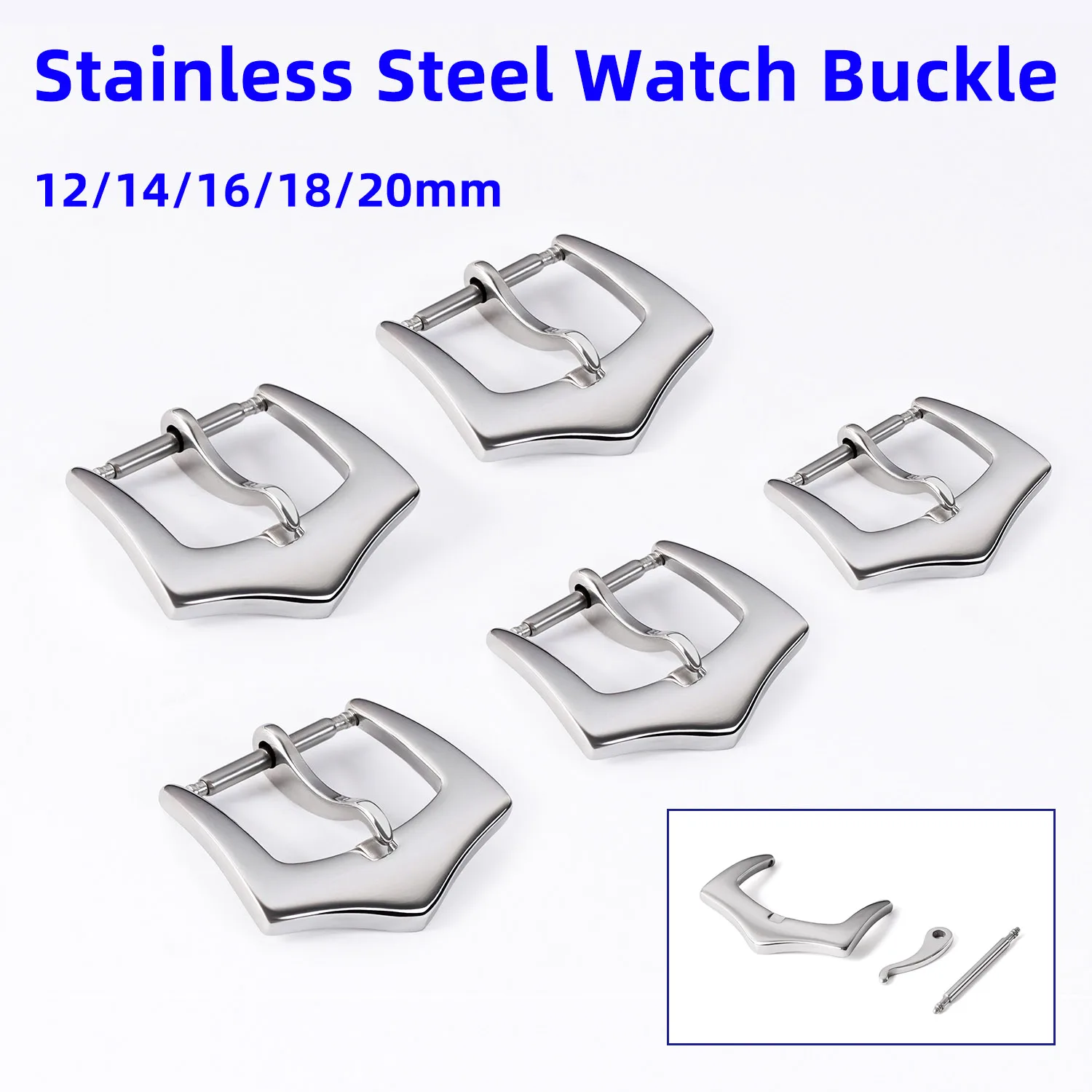 Ready Stock Stainless Steel Buckle Strap Clasp 12mm 14mm 16mm 18mm 20mm Strap Buckle Metal Watch Band for Samsung for Amazfit