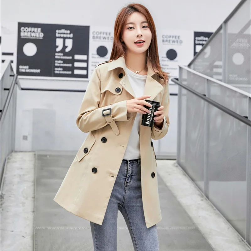 

2026 New Fashion Trench Coat Women's Long Windbreaker Spring Autumn Double-breasted Sashes Slim Outerwear Lady Streetwear Coats