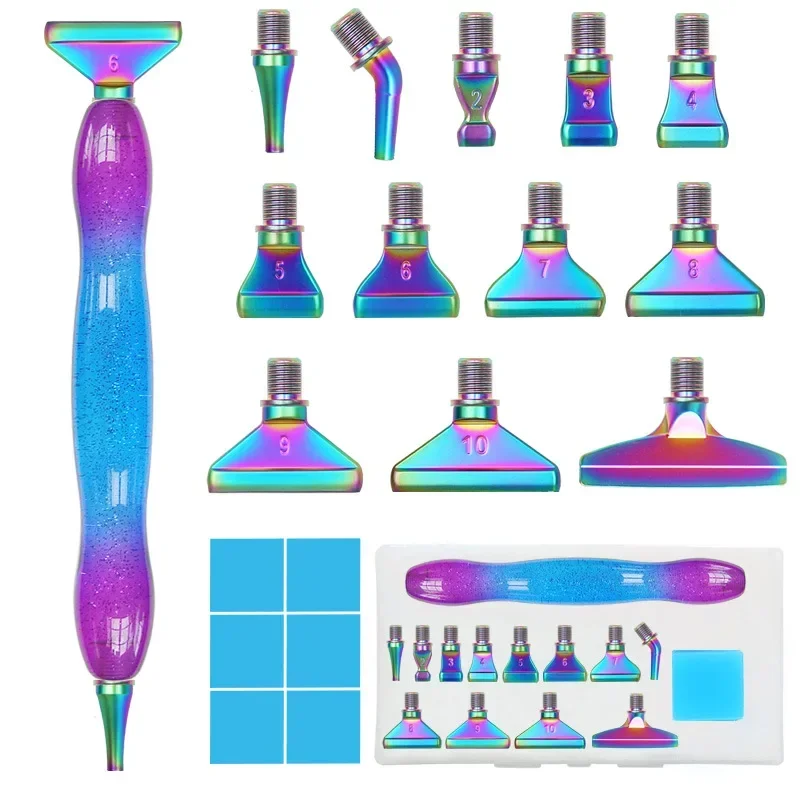 New 5D Diamond Painting Point Drilling Pen Set Resin Material Mermaid Colorful Pen Alloy Metal Tip Mosaic Embroidery Tool Set