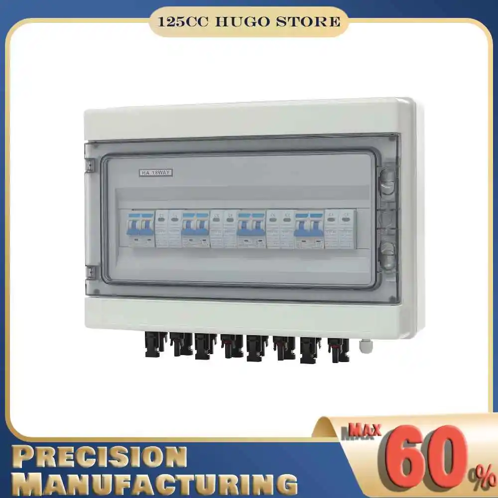 Boîtier de Combinaison Solaire 4 Entrées 4 Sorties 40A 1000V, Boîtier de Combinaison PV, Boîtier de Commutation DC avec Isolateur, Protection Contre les Surtensions, Boîtier de Jonction Solaire