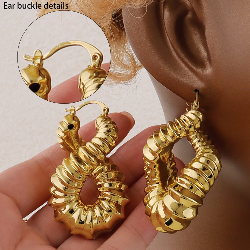 

Vintage Gold Color Twisted Exaggerated Irregular Earrings For Woman New Trend Earrings Punk Hip Hop Jewelry Accessories Gifts
