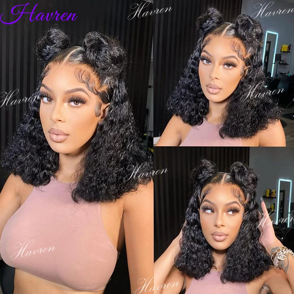 

Короткие парики-бобы 13X4 с эффектом водной волны, парики с прозрачной HD-основой 13X6 для женщин, парики с глубокой волной и прозрачной HD-основой, кудрявые парики из 100% натуральных человеческих волос