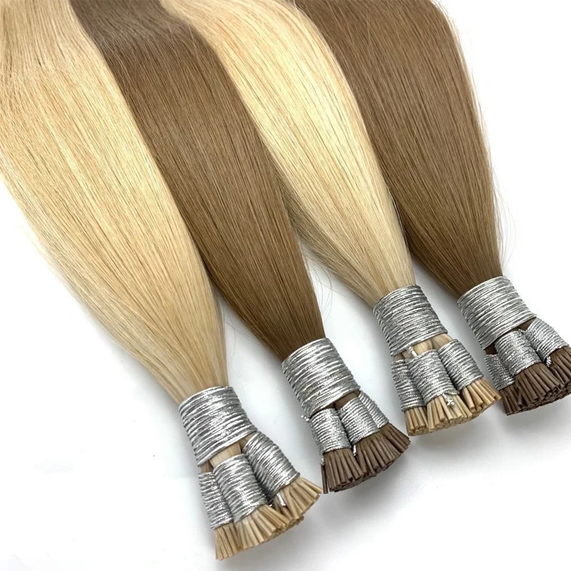 Popular Straight Fit I Tip Human Hair Natural Durable Brown Blonde Color 30 Inch 50g Bulk Braiding Extensions Women Hair Style