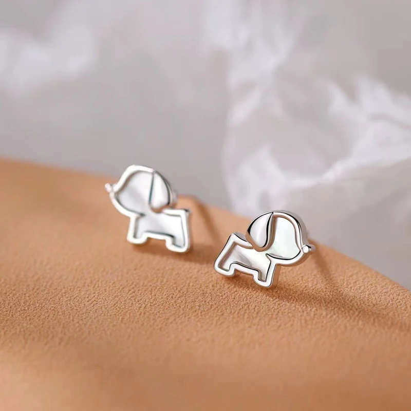 

Real 925 Sterling Silver Minimalist Exquisite Cute Dog Stud Earrings for Charm Women Fine Jewelry Party Animal Accessories