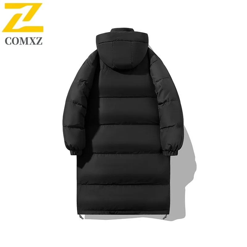 COMXZ Men Parker Coat 2025 Trendy Solid Color Ski Travel Warm Loose Hiking Cotton Padded Jacket Windproof Street Puffer Jackets