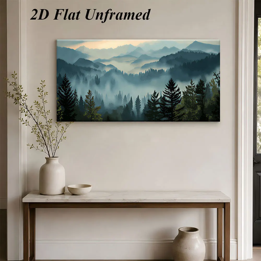 (1PC Unframe)1 modern minimalist landscape painting of mountains, waters, forests, scenery, living room, bedroom, study, entranc