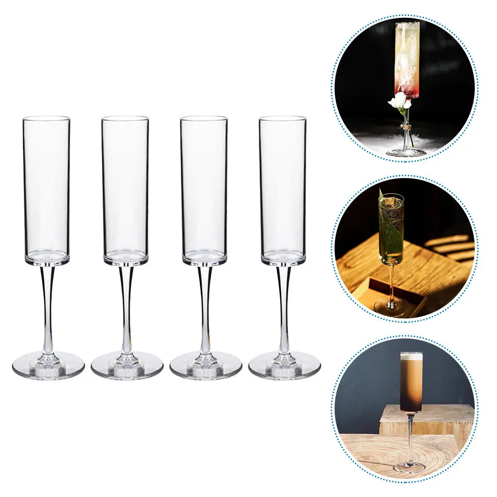 

4pcs 165Ml Plastic Cups For Wine Juice Cocktail Party Drinkware Party Bar Home Use Red Wine Goblets Flutes