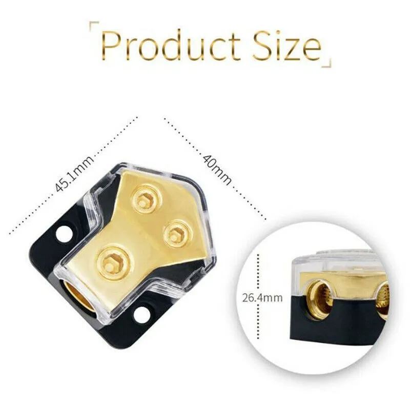 2 Way Car Power Distributor Block Solid Brass Car Power Distributor Block High Performance 0/4gauge AWG For Car Aud WH